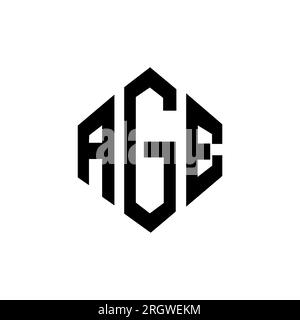 Logo de lettre D'ÂGE avec forme de polygone. Polygone D'ÂGE et logo en forme de cube. Modèle de logo vecteur hexagone AGE couleurs blanches et noires. ÂGE monogr Illustration de Vecteur