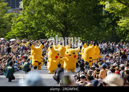 Yokohama, Japon. 11 août 2023. Défilé Pikachu lors des Championnats du monde Pokemon 2023 à Minatomirai, Yokohama. Crédit : SOPA Images Limited/Alamy Live News Banque D'Images