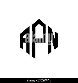 Logo de lettre APN avec forme de polygone. Logo en forme de polygone et de cube APN. Modèle de logo vectoriel APN hexagone couleurs blanches et noires. APN monogr Illustration de Vecteur