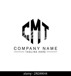 Conception de logo de lettre CMT avec forme de polygone. Conception de logo en forme de polygone et de cube CMT. Modèle de logo vectoriel hexagonal CMT couleurs blanches et noires. CMT monogr Illustration de Vecteur