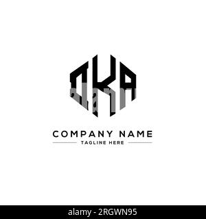 Logo de lettre DKA avec forme de polygone. Logo en forme de polygone et de cube DKA. Modèle de logo vectoriel hexagone DKA couleurs blanc et noir. DKA monogr Illustration de Vecteur