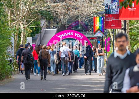 Sydney Aust 12 août 2023 : les futurs étudiants se sont réunis aujourd'hui à l'Université Macquarie pour sa journée portes ouvertes annuelle. Août en Nouvelle-Galles du Sud est le mois ouvert non officiel Banque D'Images