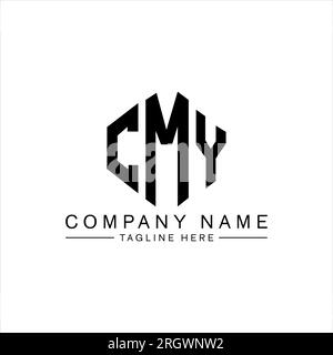 Logo de lettre CMY avec forme de polygone. Design de logo en forme de polygone et de cube CMY. Modèle de logo vectoriel hexagone CMY couleurs blanc et noir. Monogr. CMJ Illustration de Vecteur