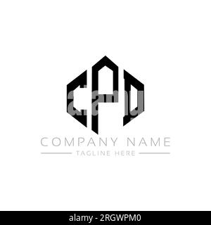 Conception de logo de lettre CPD avec forme de polygone. Conception de logo en forme de polygone et de cube CPD. Modèle de logo vectoriel hexagonal CPD couleurs blanches et noires. CPD monogr Illustration de Vecteur