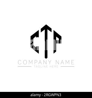 Logo de lettre CTP avec forme de polygone. Logo en forme de polygone et de cube CTP. Modèle de logo vectoriel hexagone CTP couleurs blanc et noir. CTP monogr Illustration de Vecteur