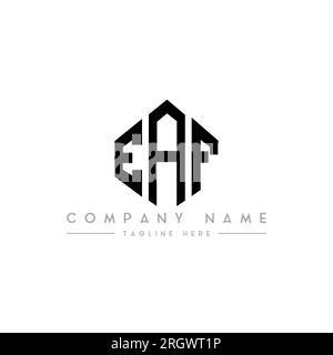 Logo de lettre EAF avec forme de polygone. Logo en forme de polygone et de cube EAF. Modèle de logo vectoriel hexagone EAF couleurs blanches et noires. EAF monogr Illustration de Vecteur