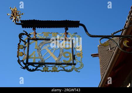 Panneau en fer forgé / Schmiedeeisenplatte, Rothenburg ob der Tauber, Franken / Franconia, Bayern / Bavière, Allemagne Banque D'Images