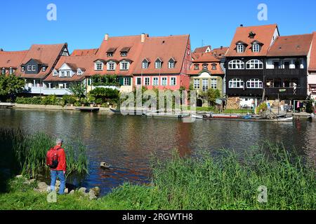 Klein-Venedig / Little-Venice, Rivière Regnitz, Bamberg, Franken / Franconie, Bayern / Bavière, Allemagne Banque D'Images