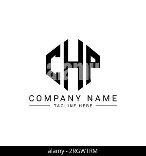 Logo de lettre CHP avec forme de polygone. Conception de logo en forme de polygone et de cube de CHP. Modèle de logo vectoriel hexagone CHP couleurs blanches et noires. CHP monogr Illustration de Vecteur