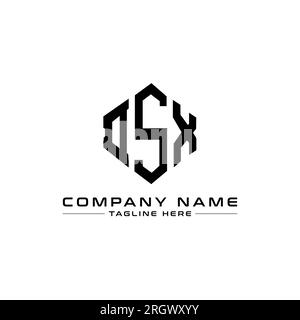 Conception de logo de lettre DSX avec forme de polygone. Conception de logo en forme de polygone et de cube DSX. Modèle de logo vectoriel DSX hexagone couleurs blanches et noires. DSX monogr Illustration de Vecteur