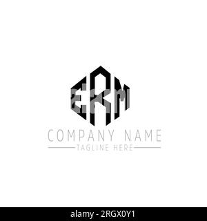 Logo ERM lettre avec forme polygonale. Logo en forme de polygone ERM et de cube. Modèle de logo vectoriel HEXAGON ERM couleurs blanc et noir. ERM monogr Illustration de Vecteur