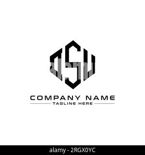 Conception de logo de lettre DSU avec forme de polygone. Conception de logo en forme de polygone et de cube DSU. DSU modèle de logo vectoriel hexagone couleurs blanches et noires. DSU monogr Illustration de Vecteur