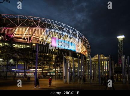 Sydney, Australie. 12 août 2023. SYDNEY, AUSTRALIE 12 AOÛT 2023.FIFA Womens football World Cup 2023 Match 60, quart de finale Angleterre vs Columbia au Stadium Australia, Homebush, Sydney. Vue générale du Stadium Australia. Le stade sera le lieu de la finale de la coupe du monde féminine. Crédit : Jayne Russell/Alamy Live News Banque D'Images