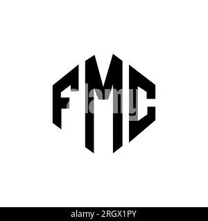 Logo de lettre FMC avec forme de polygone. Logo en forme de polygone et de cube FMC. Modèle de logo vectoriel hexagone FMC couleurs blanc et noir. Monogr. FMC Illustration de Vecteur