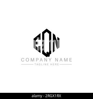 Design de logo de lettre EQN avec forme de polygone. Logo en forme de polygone et de cube EQN. Modèle de logo vectoriel EQN hexagone couleurs blanches et noires. EQN monogr Illustration de Vecteur