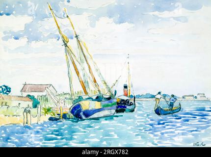 Scène marine, (Bateaux près de Venise), tableau de Henri Edmond Cross, 1903 Banque D'Images