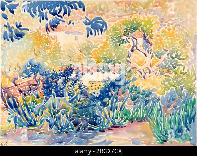 Tableau Toile - Le Jardin De L'artiste à Saint-Clair Par Henri-Edmond Cross - Reproduction Sur Cadre Prêt à Accrocher