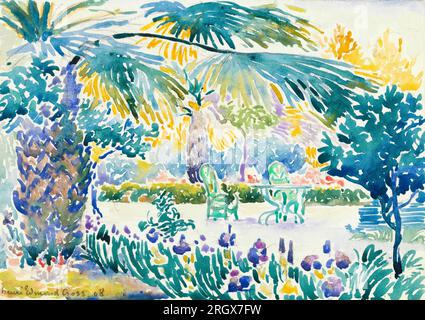 Henri Edmond Cross, jardin du peintre à Saint clair, peinture 1908 Banque D'Images