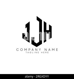 Design de logo de lettre JJH avec forme de polygone. JJH polygone et logo en forme de cube. Modèle de logo vectoriel hexagone JJH couleurs blanches et noires. JJH monogr Illustration de Vecteur