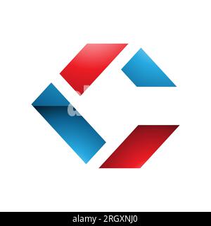 Bleu et rouge brillant carré lettre C icône faite de rectangles sur un fond blanc Banque D'Images