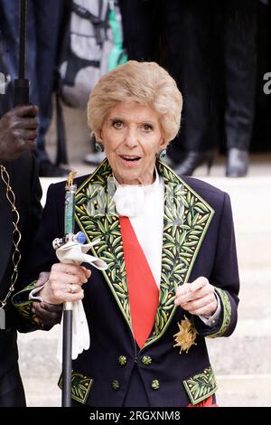 Paris, France. 14 avril 2016. Portrait d'Hélène Carrère d'Encausse lors de la cérémonie de réception de Marc Lambron à l'Académie française. Banque D'Images