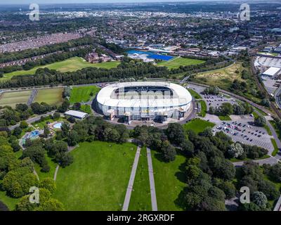 Hull, Royaume-Uni. 28 juillet 2023. Une vue aérienne du MKM Stadium, qui accueille Hull City lors du Sky Bet Championship Match Hull City vs Sheffield Wednesday au MKM Stadium, Hull, Royaume-Uni, le 12 août 2023 (photo de Ryan Crockett/News Images) à Hull, Royaume-Uni le 7/28/2023. (Photo de Ryan Crockett/News Images/Sipa USA) crédit : SIPA USA/Alamy Live News Banque D'Images