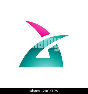 Magenta et vert brillant en forme d'herbe en forme de lettre A icône sur fond blanc Banque D'Images