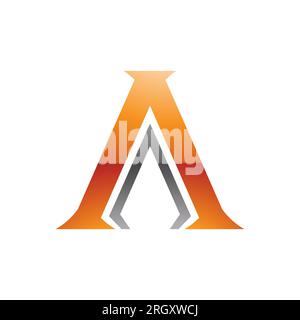 Orange et noir brillant icône lettre A en forme de pilier sur fond blanc Banque D'Images