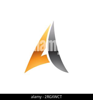 Papier glacé orange et noir icône en forme de plan lettre A sur fond blanc Banque D'Images