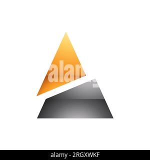 Orange et noir brillant Triangle divisé en forme de lettre A icône sur fond blanc Banque D'Images