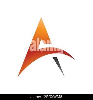 Orange et noir brillant Spiky Arch en forme d'icône lettre A sur fond blanc Banque D'Images