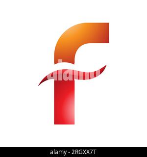 Icône orange et rouge brillante lettre F avec des ondulations pointues sur fond blanc Banque D'Images