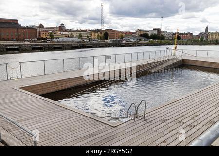 Inre hamnen (port) dans la ville de Norrköping, Suède. Banque D'Images