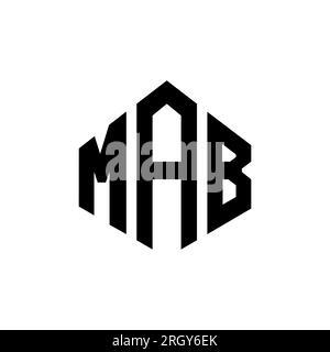 Logo de lettre MAB avec forme de polygone. Design de logo en forme de polygone et de cube MAB. Modèle de logo vectoriel MAB hexagone couleurs blanches et noires. MAB monogr Illustration de Vecteur