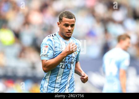 Coventry le samedi 12 août 2023. Joel Latibeaudiere (22 Coventry City) lors du Sky Bet Championship Match entre Coventry City et Middlesbrough au Coventry Building Society Arena, Coventry le samedi 12 août 2023. (Photo : Kevin Hodgson | MI News) crédit : MI News & Sport / Alamy Live News Banque D'Images