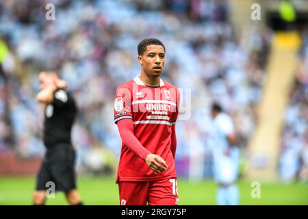 Coventry le samedi 12 août 2023. Samuel Silvera (18 Middlesborough) lors du Sky Bet Championship Match entre Coventry City et Middlesbrough au Coventry Building Society Arena, Coventry le samedi 12 août 2023. (Photo : Kevin Hodgson | MI News) crédit : MI News & Sport / Alamy Live News Banque D'Images