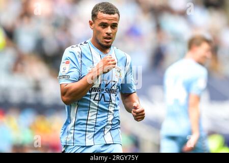 Coventry le samedi 12 août 2023. Joel Latibeaudiere (22 Coventry City) lors du Sky Bet Championship Match entre Coventry City et Middlesbrough au Coventry Building Society Arena, Coventry le samedi 12 août 2023. (Photo : Kevin Hodgson | MI News) crédit : MI News & Sport / Alamy Live News Banque D'Images