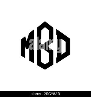 Logo de lettre MBD avec forme de polygone. Design de logo en forme de polygone et de cube MBD. Modèle de logo vectoriel MBD hexagone couleurs blanches et noires. Monogr. MBD Illustration de Vecteur