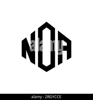 Logo de lettre NOA avec forme polygonale. Logo en forme de polygone et de cube NOA. Modèle de logo vectoriel hexagonal NOA couleurs blanc et noir. NOA monogr Illustration de Vecteur