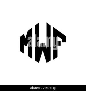 Design de logo de lettre MWF avec forme de polygone. Design de logo en forme de polygone et de cube MWF. Modèle de logo vectoriel hexagone MWF couleurs blanches et noires. MWF monogr Illustration de Vecteur