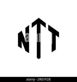 Conception de logo de lettre NTT avec forme de polygone. Design de logo en forme de polygone et de cube de NTT. Modèle de logo vectoriel hexagone NTT couleurs blanches et noires. NTT monogr Illustration de Vecteur