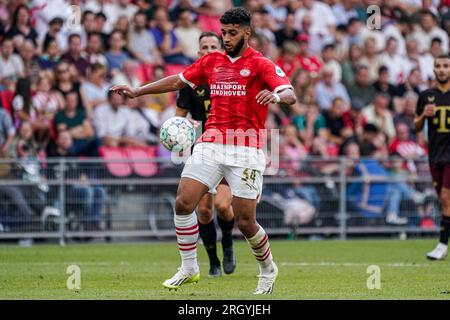 Eindhoven, pays-Bas. 12 août 2023. EINDHOVEN, PAYS-BAS - 12 AOÛT : Ismael Saibari du PSV lors du match néerlandais d'Eredivisie entre le PSV et le FC Utrecht au Philips Stadion le 12 août 2023 à Eindhoven, pays-Bas. (Photo de Jeroen Meuwsen/Orange Pictures) crédit : Orange pics BV/Alamy Live News Banque D'Images