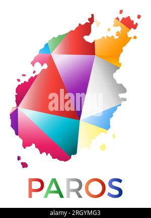 Forme Paros colorée lumineuse. Logo îlot de style géométrique multicolore. Design moderne et tendance. Charmante illustration vectorielle. Illustration de Vecteur