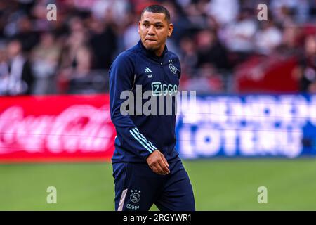 Amsterdam, pays-Bas. 12 août 2023. AMSTERDAM, PAYS-BAS - 12 AOÛT : l'entraîneur adjoint Hedwiges Maduro de l'Ajax lors du match d'Eredivisie des pays-Bas entre l'Ajax et Heracles Almelo au Johan Cruijff Arena le 12 août 2023 à Amsterdam, pays-Bas. (Photo de Peter Lous/Orange Pictures) crédit : Orange pics BV/Alamy Live News Banque D'Images