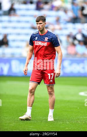 Coventry le samedi 12 août 2023. Paddy McNair (17 Middlesbrough) lors du Sky Bet Championship Match entre Coventry City et Middlesbrough au Coventry Building Society Arena, Coventry le samedi 12 août 2023. (Photo : Kevin Hodgson | MI News) crédit : MI News & Sport / Alamy Live News Banque D'Images