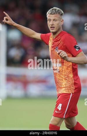 Liège, Belgique. 12 août 2023. Kjetil Borry de Dender photographié lors d'un match de football entre le RFC Liège et Dender EH, samedi 12 août 2023 à Liège, le jour 1/30 de la 2023-2024 'Challenger Pro League' deuxième division du championnat belge. BELGA PHOTO BRUNO FAHY crédit : Belga News Agency/Alamy Live News Banque D'Images