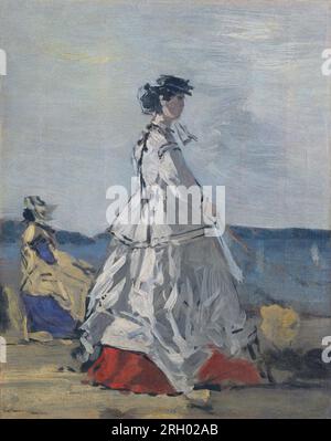 Pauline Metternich (1836-1921) sur la plage entre 1865 et 1867 par Eugène Louis Boudin Banque D'Images