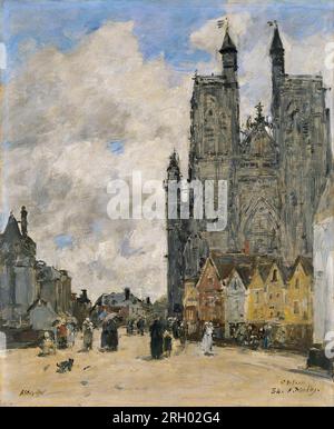 La place de l'église Saint-Vulfran à Abbeville 1884 par Eugène Louis Boudin Banque D'Images