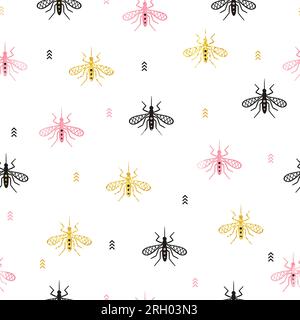 Motif moustique sans couture. Fond vectoriel avec GNAT. Illustration de Vecteur