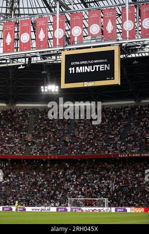 AMSTERDAM - 11 minutes d'arrêt lors du match de championnat néerlandais entre l'Ajax Amsterdam et Heracles Almelo à la Johan Cruijff Arena le 12 août 2023 à Amsterdam, pays-Bas. AP | taille néerlandaise | MAURICE DE PIERRE Banque D'Images